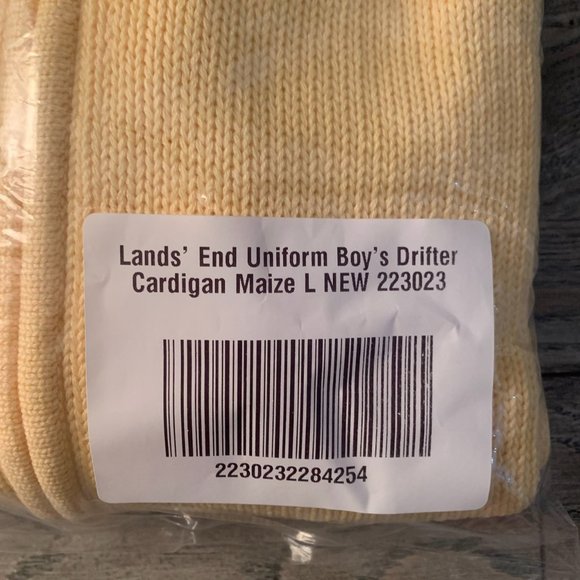 NWT LANDS' END UNIFORM BOY'S DRIFTER ZIP CARDIGAN SWEATER MAIZE LARGE (14-16) - Picture 9 of 10